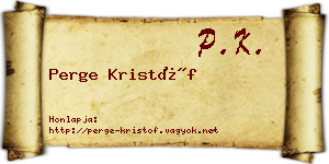 Perge Kristóf névjegykártya