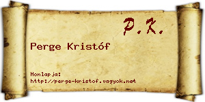 Perge Kristóf névjegykártya